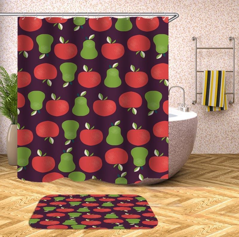 Pears and Apples Shower Curtain 180cm*180cm + 60cm*40cm Set