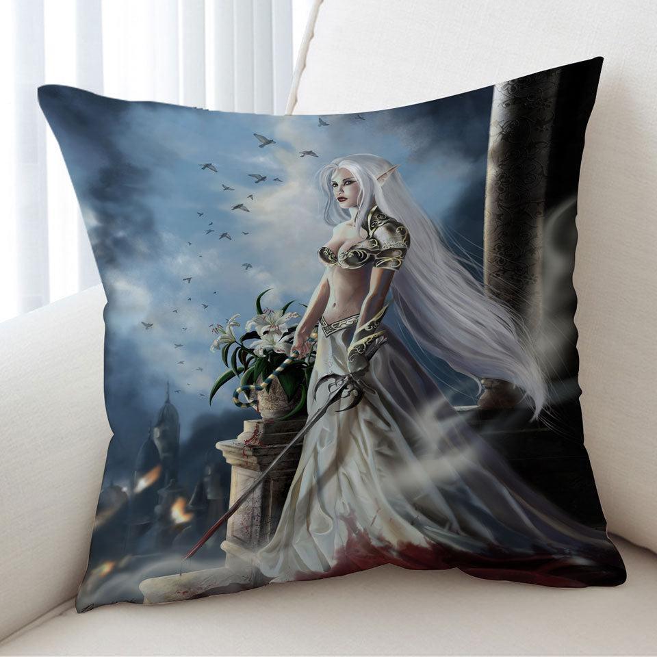 Cool Fantasy Art the Prophecy Beautiful Elf Girl Cushion
