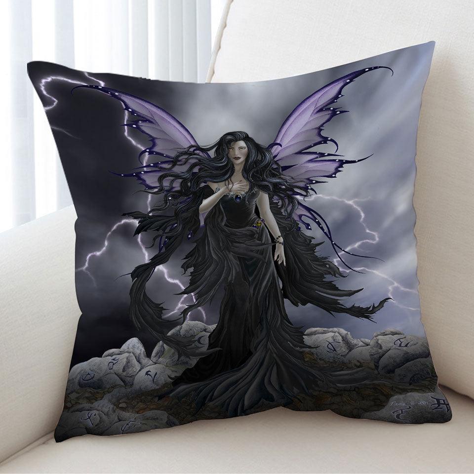 Dark Fantasy Art Black Storm Fairy Cushion