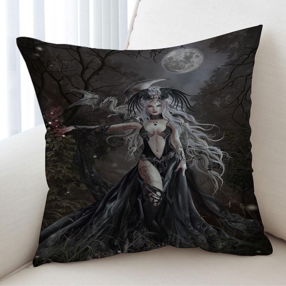 Gothic Fantasy Art My Queen of Havoc and Dragon Cushion