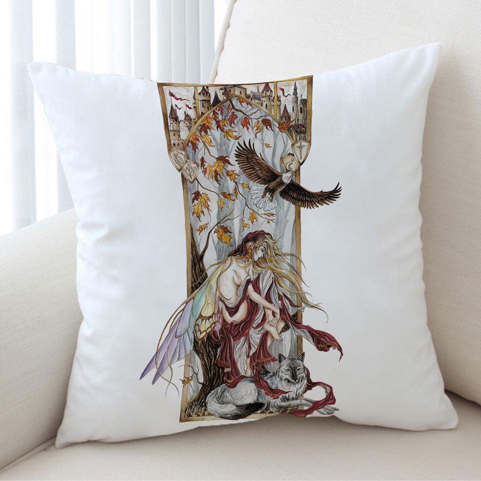 Cool Fantasy Art Introspection of the Autumn Fairy Cushion
