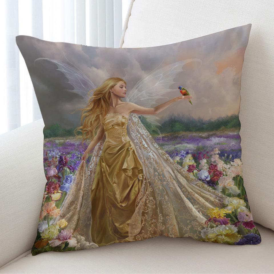 Flower Field and the Beautiful Blonde Fairy Cushion