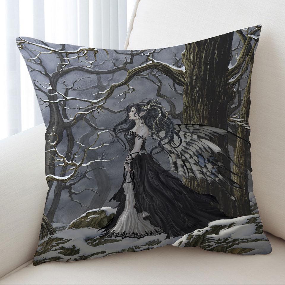 Hope Fantasy Artwork of the Winter Forest Fairy Cushion