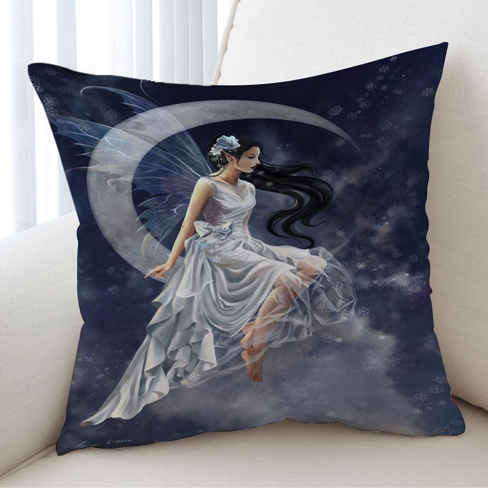 Fantasy Art Moon and the Beautiful Frost Fairy Cushion