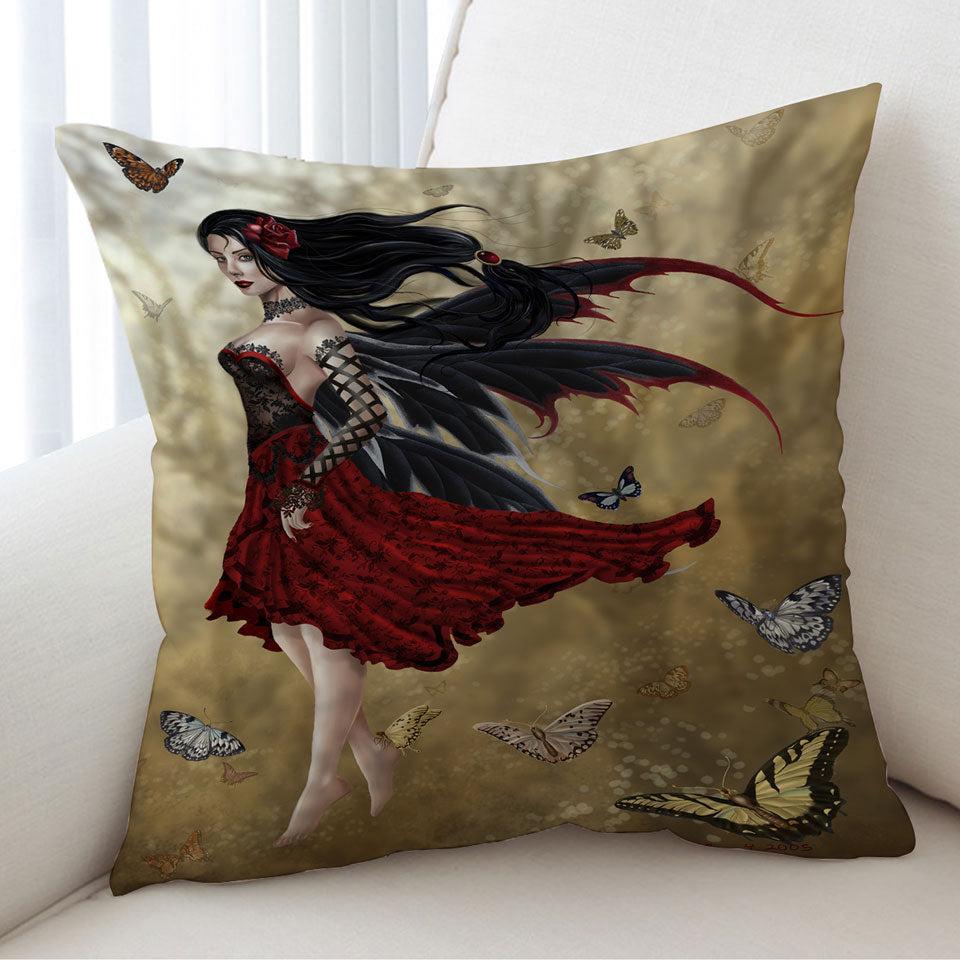 Fantasy Art Butterflies and Attractive Flamenco Fairy Cushion
