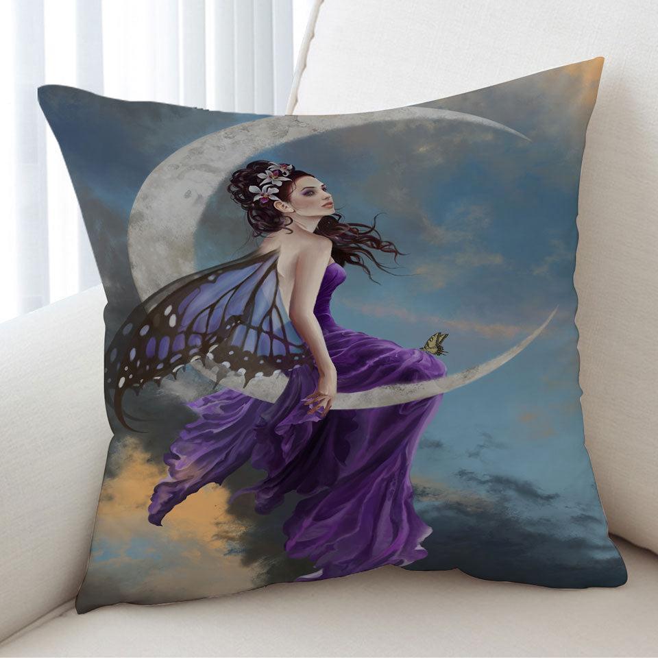 Fantasy Art the Pretty Purple Moon Fairy Cushion