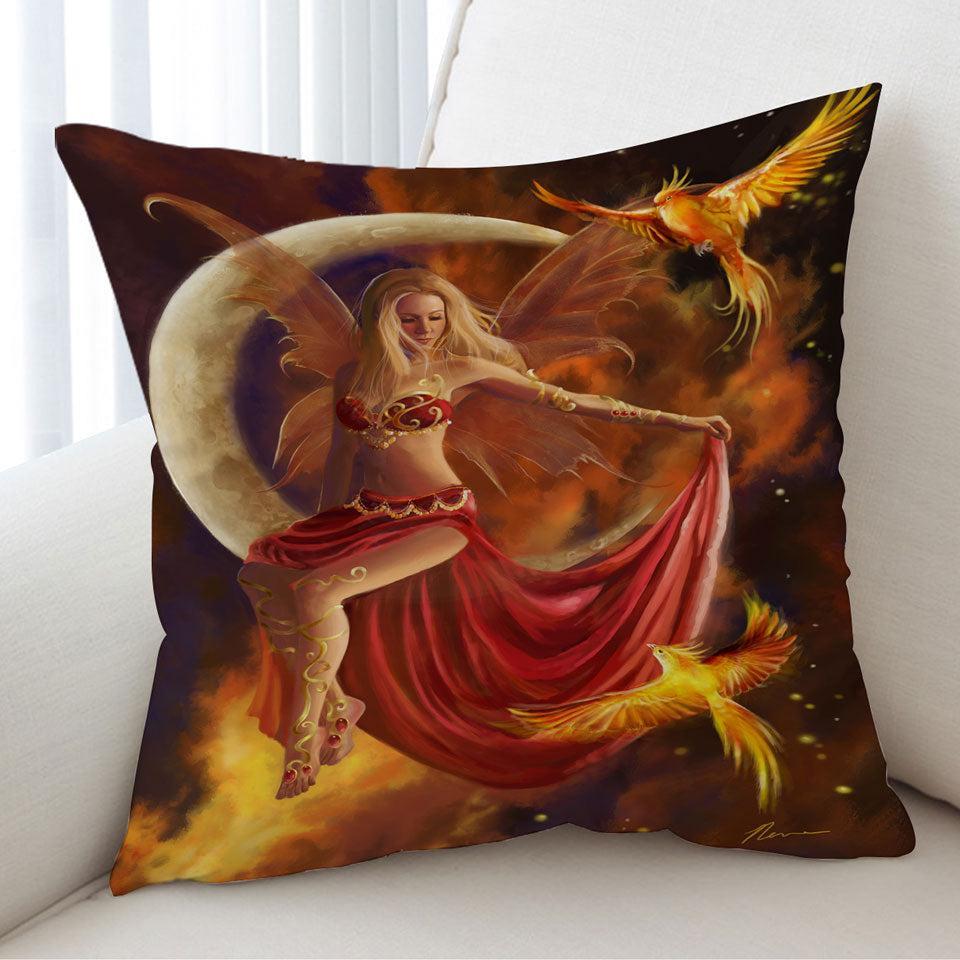 Fantasy Art the Red Fire Moon Fairy Cushion