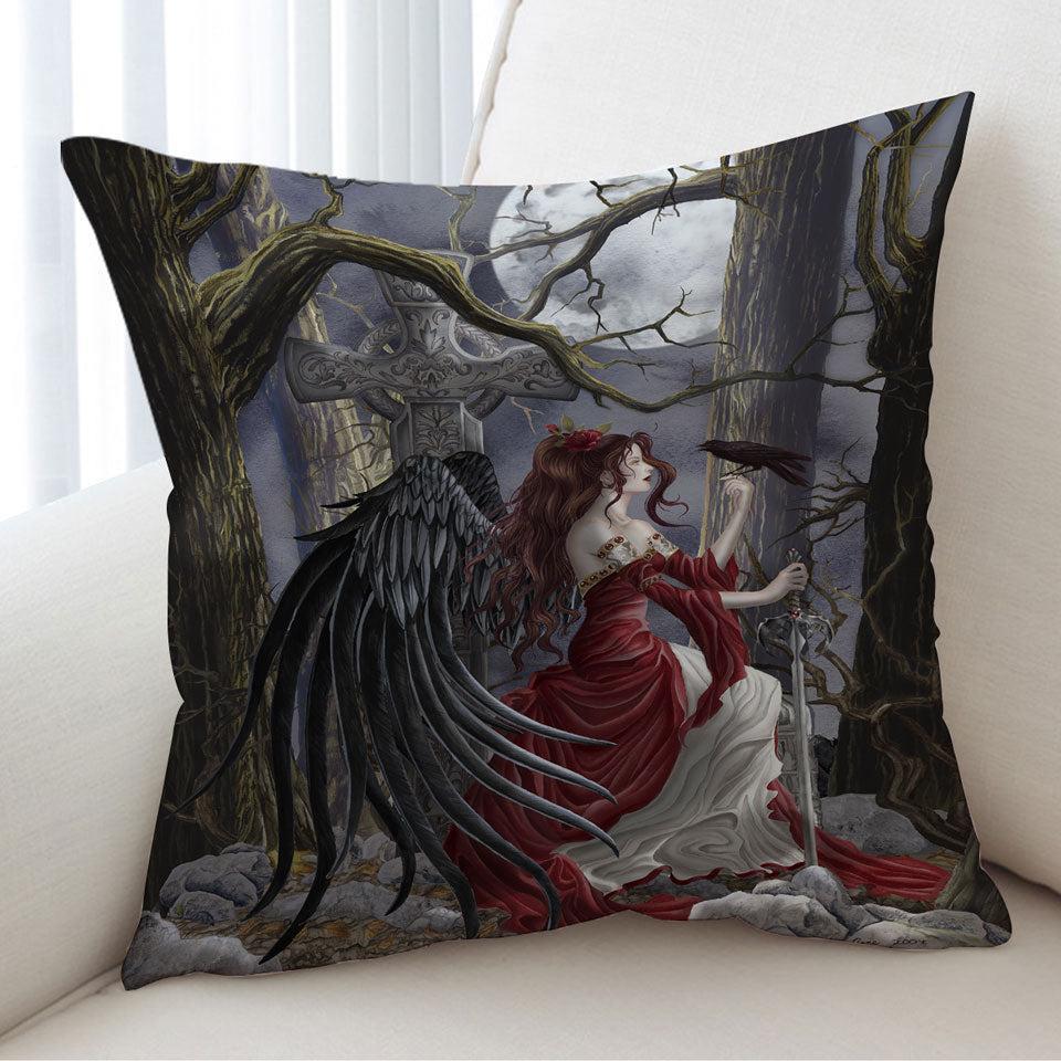 Gothic Fantasy Art the Graveyard Fairy Cushion