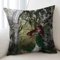 Fantasy Art Beautiful Redhead Green Fairy Cushion