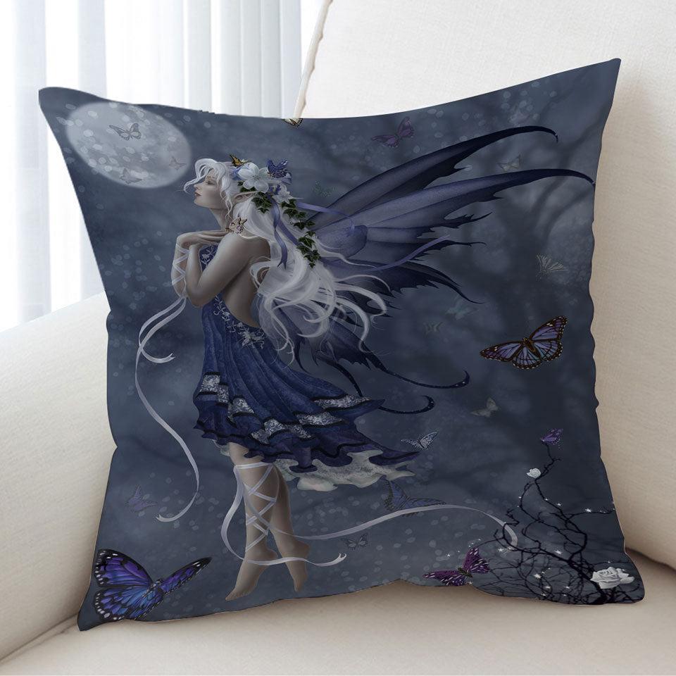 Fantasy Art Blue Nocturne Fairy Cushion