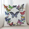 Multi Colored Dark Ring of Butterflies Cushion