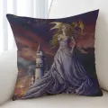 Fantasy Art Castle and the Beautiful Dragon Princess Cushion