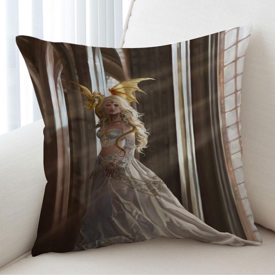 Fantasy Art Asiria Beautiful Dragon Princess Cushion