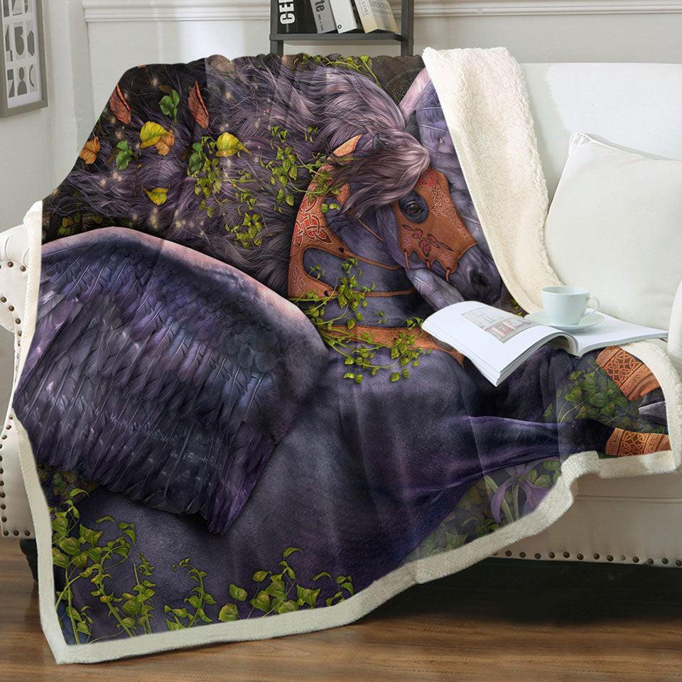 Fantasy Art Vine Flying Horse Throw Blanket Kids 130cm x 150cm