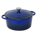 Healthy Choice Enamelled Cast Iron Casserole Cooking Dish Dark Blue 26cm 4.7L