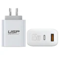 USP 65W Dual Ports (USB-C + USB-A) PD GaN Wall Charger White - Super Fast, PPS technology, Intelligent,Charges 2 devices simultaneously,Laptop Charger 6972890207996