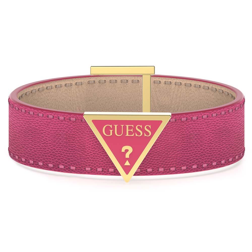 Guess Gold Plated Stainless Steel Triangle Fuchsia Bracelet