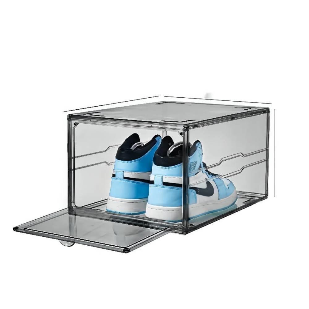 3 X Premium Sneaker Acrylic Display Shoe Box Storage Case Clear Stackable Dark clear
