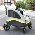 Portable Folding Dog Stroller XL Pet Dog Travel Carrier Divided Room for 2 Dogs