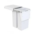 New Hafele Hideaway Compact Pull-Out Waste Bin 2 X 40L - White Suit 450Mm