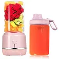 Portable Personal Size Blender, USB Rechargeable Mini Juicer Blender for Fruits Smoothie Shakes Baby Food with 2 Juicer Cup Glass, 4000mAh High Capacity Batteries