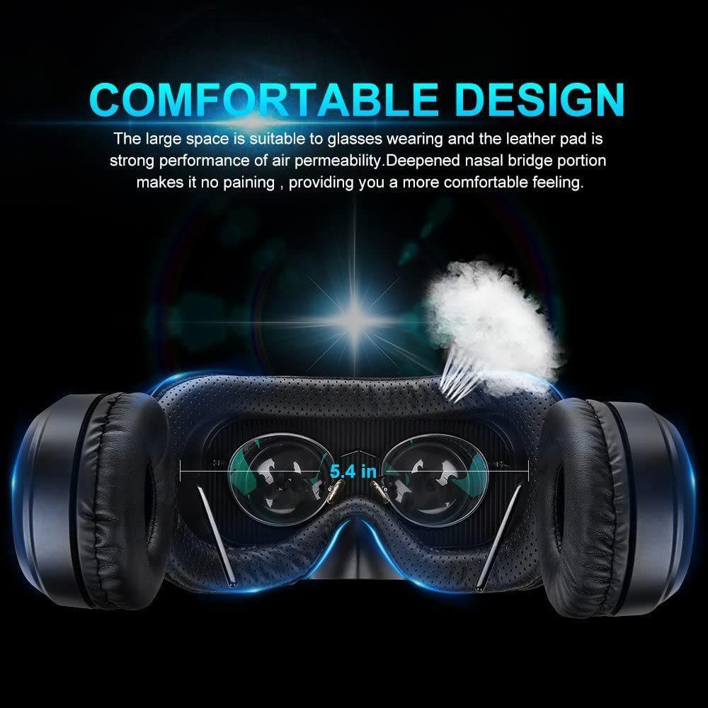 Vr Headset with Remote Controller 3D Glasses Virtual Reality Headset for VR Games & 3D Movies Eye Care System for iPhone and Android Smartphones