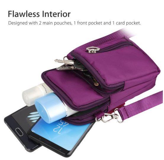 Waterproof Cellphone Purse Crossbody Shoulder Bag Armband with Detachable