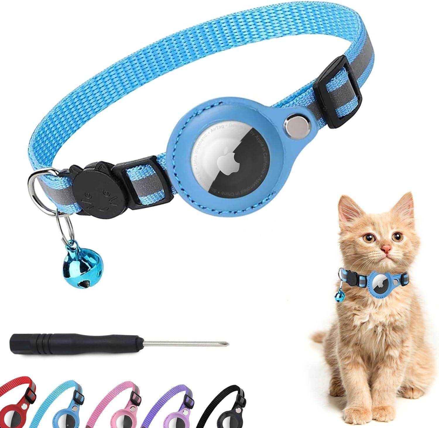 Anti-Lost Pet Cat Collar For The Apple Airtag Protective Tracker Collar-Blue