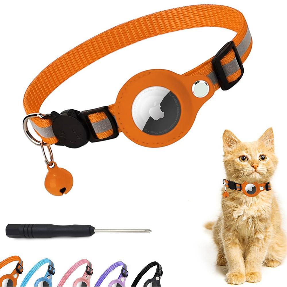 Anti-Lost Pet Cat Collar For The Apple Airtag Protective Tracker Collar-Orange