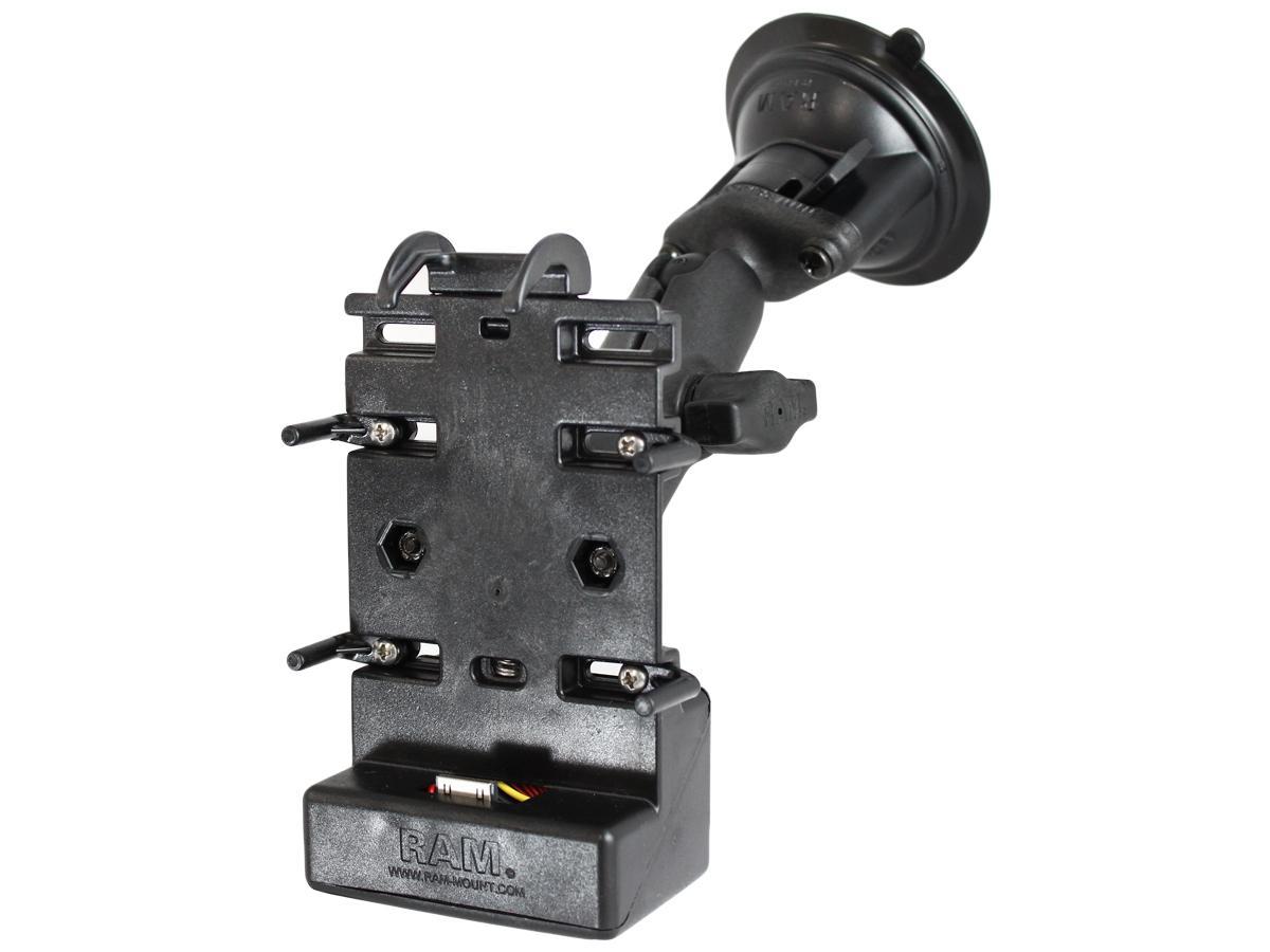 RAP-B-166-CO5PU :: RAM Composite Twist-Lock Suction Cup Mount With Powered Cradle For HP iPaq