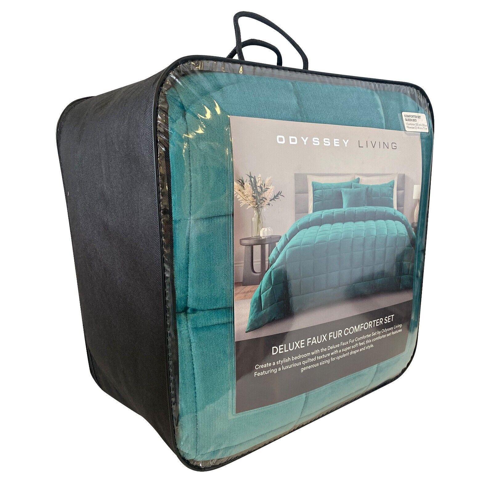 Odyssey Living Deluxe Faux Fur Comforter Set - Emerald