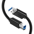 USB Printer Cable, (3M & 5M) USB 3.0 Cable - A-Male to B-Male Cord High Speed Scanner Cord Compatible with Microphones, Dell, HP, Epson,More