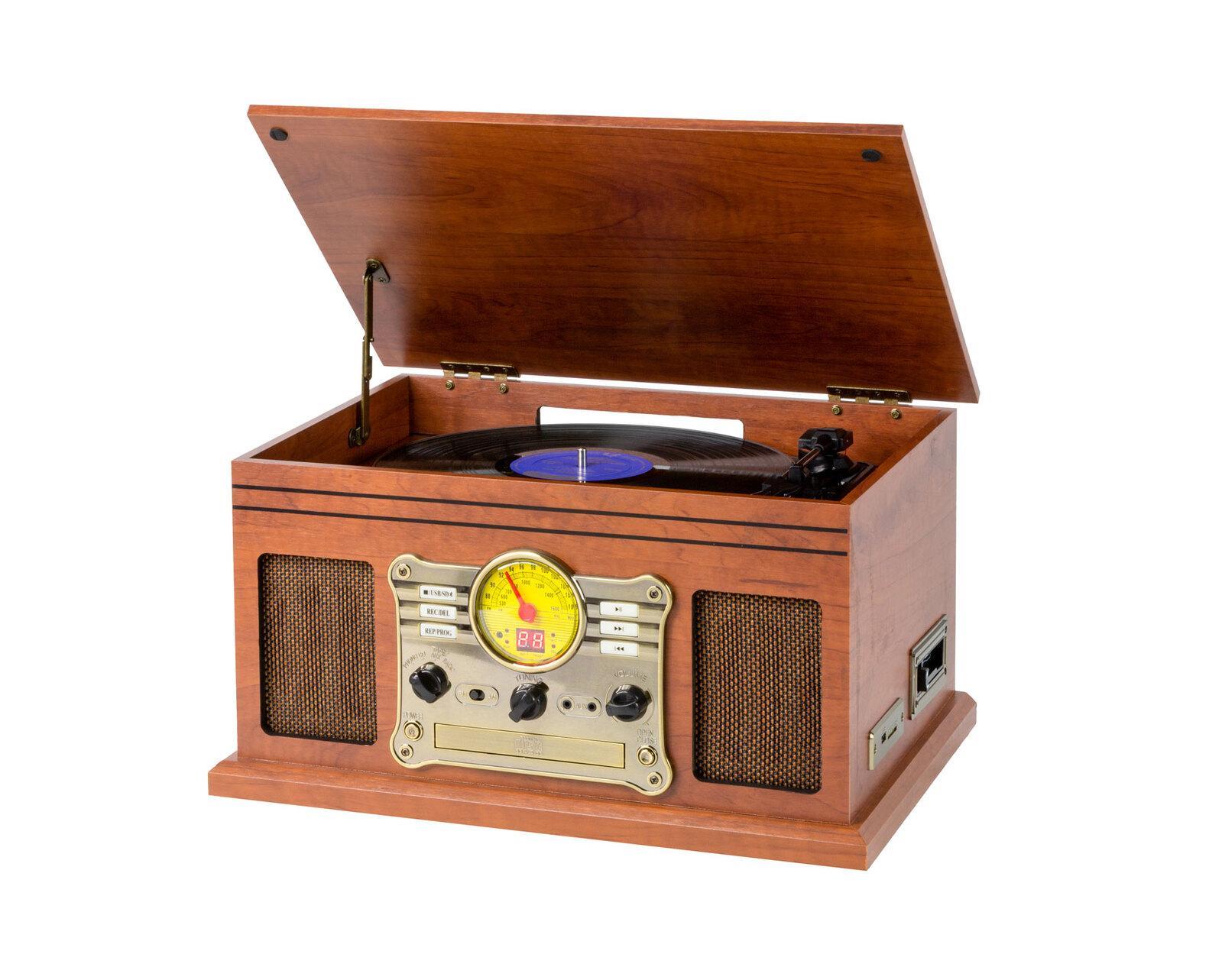 【Sale】Vinyl, Bluetooth + CD Player in 1 Retro Music Centre All Music Formats