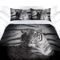 Blue Eyes Stripes Tiger Quilt Cover Set Double