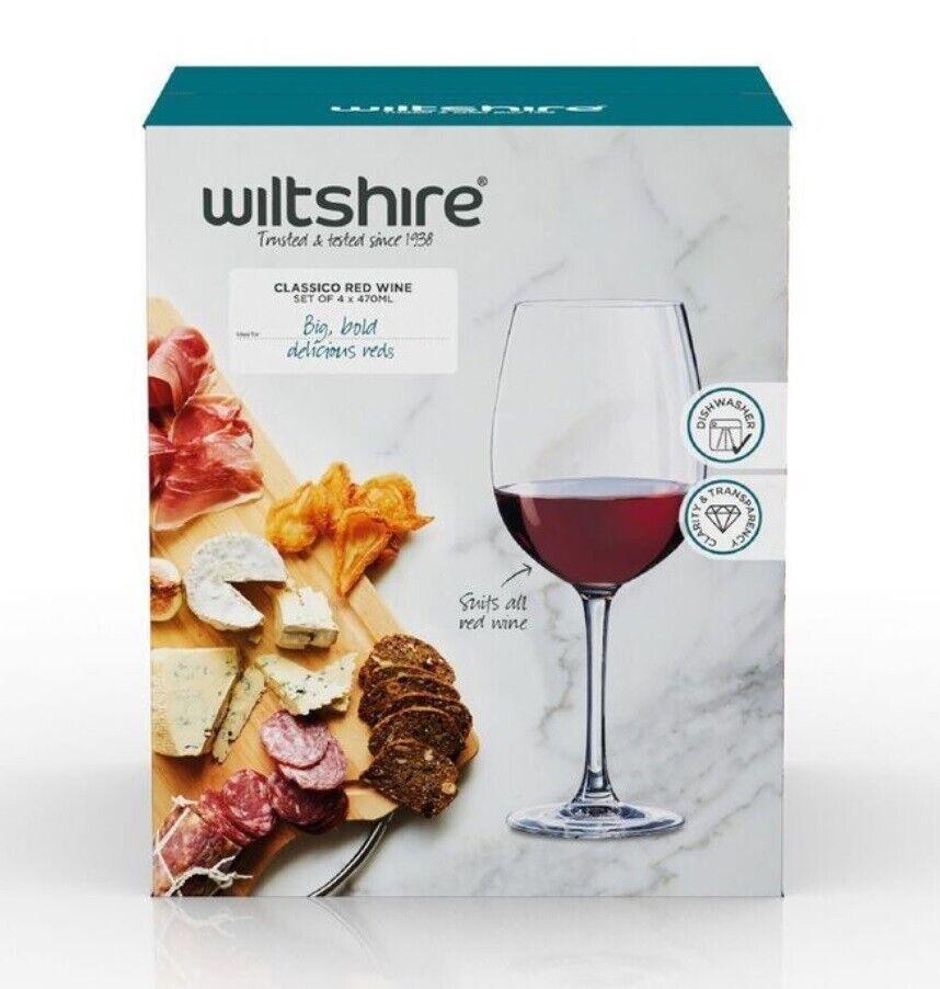 4x Wiltshire Red Wine Glass Drink Drinking Bar Barware Glasses 470ml