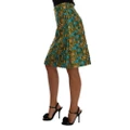 Dolce & Gabbana Green Jacquard High Waist Pencil Skirt 44 IT Women