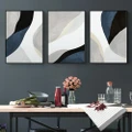 Wall Art 100cmx150cm Abstract Navy Blue 3 Sets Black Frame Canvas