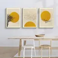 Wall Art 100cmx150cm Flock Of Birds Sun Silhouette 3 Sets Gold Frame Canvas
