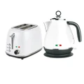 Vintage Electric Kettle and 2 Slice Toaster SET Combo Deal Stainless Steel White