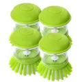 4x Sabco Soap Dispensing 14cm Dish Cleaning Palm Brush w/ Nylon Bristles Green