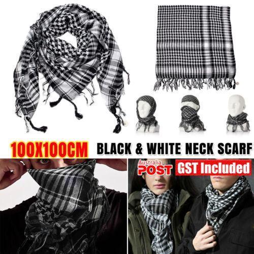 Windproof Neck Scarf Tactical Scarves Unisex Shawl Check Wrap Black White Grid