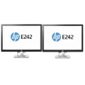 Dual monitor set HP EliteDisplay E242 with stand 24" (1920 x 1200) - HDMI & DisplayPort -Refurbished (Grade B)