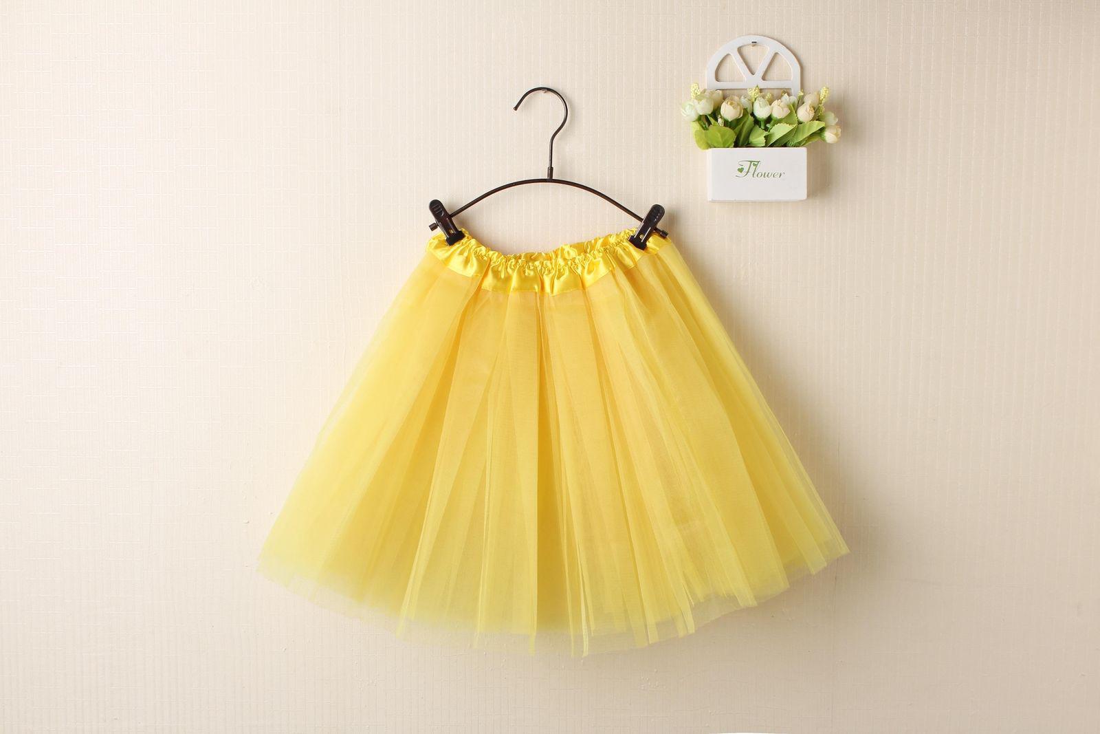 New Adults Tulle Tutu Skirt Dressup Party Costume Ballet Womens Girls Dance Wear - Yellow (Size: Kids)