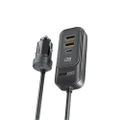 Promate 120W In-Car Device Charger with Backseat 3 Port Charging Hub. Includes