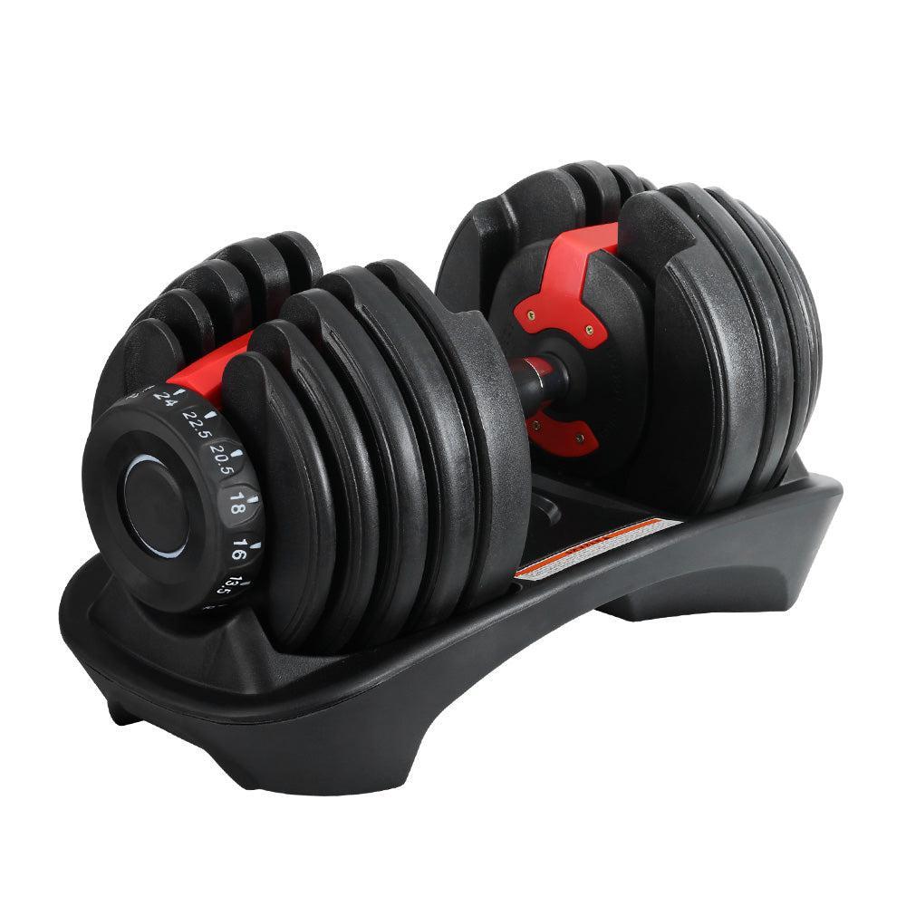 24kg Adjustable Dumbbell Dumbbells Set Weight Plates Home Gym Fitness Exercise Equipment OP - 1PC