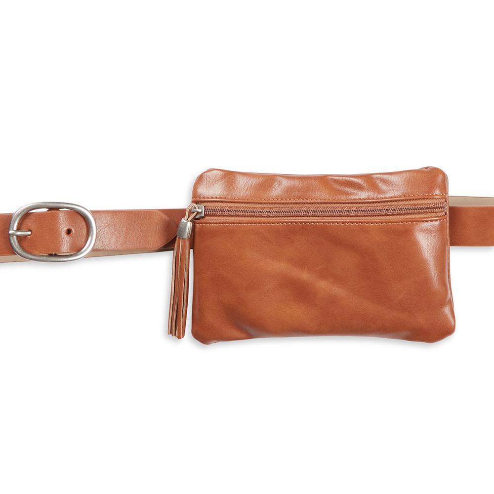 Jessica Simpson Women's Fashion Hip Handbag On Belt w/Tassel Tan