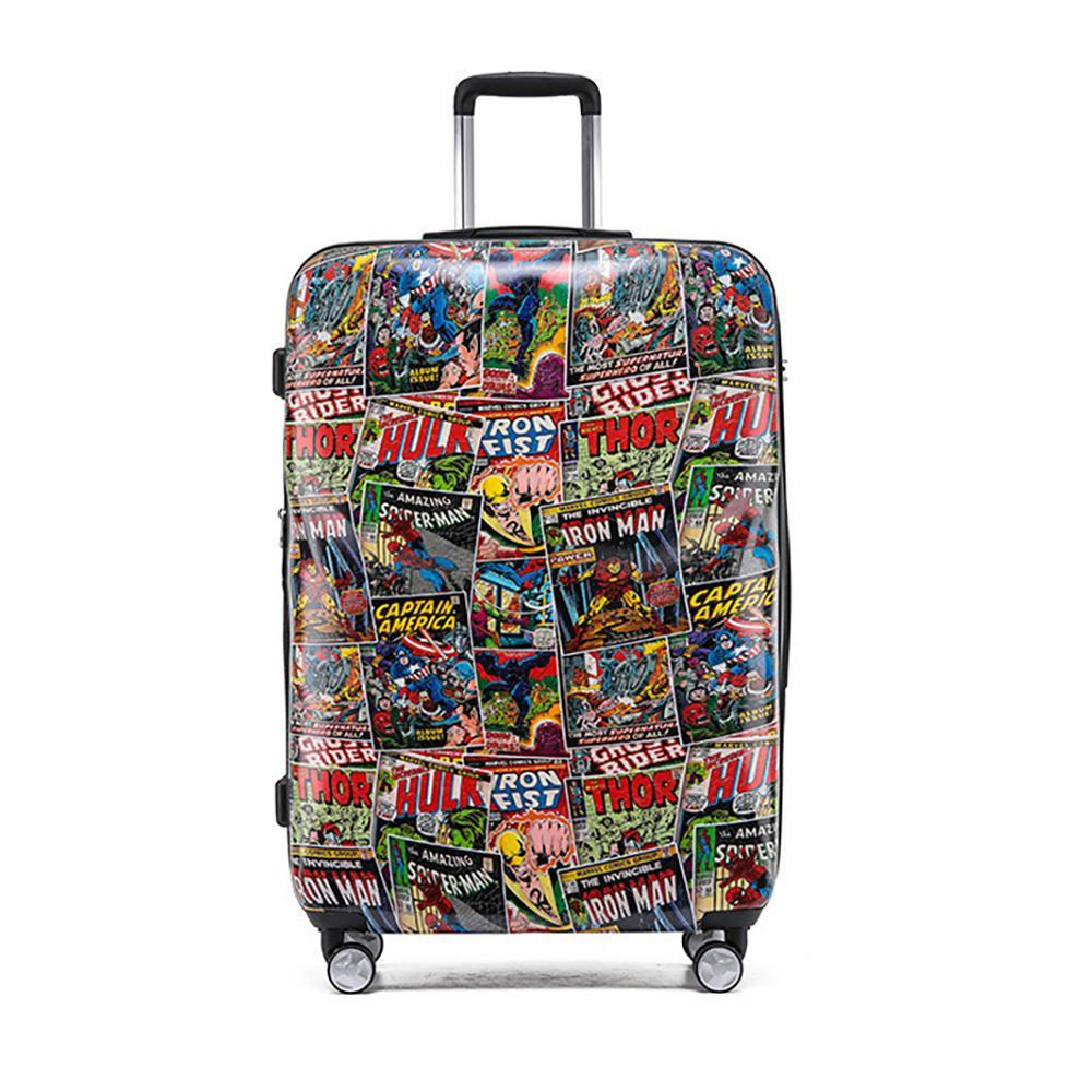 Marvel Comic Cover Pattern Retro Pc 28in Trolley Checked Luggage Travel Suitcase