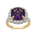 Bevilles Amethyst Ring with 1.00ct of Diamonds in 9ct Yellow Gold