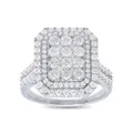 Bevilles Brilliant Claw Emerald Shape Ring with 2.00ct of Diamonds in 9ct White Gold