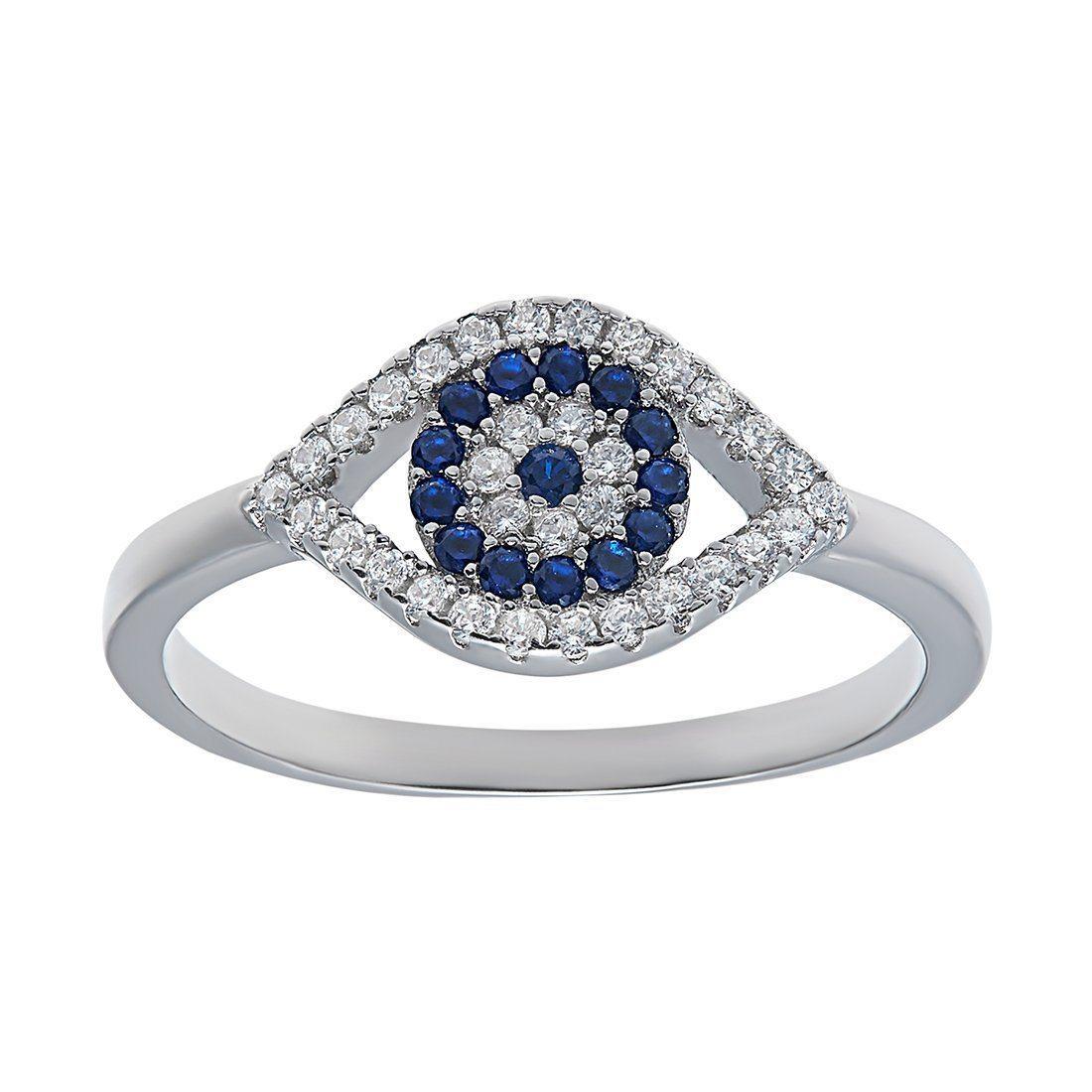 Bevilles Evil Eye Ring with Cubic Zirconia in Sterling Silver